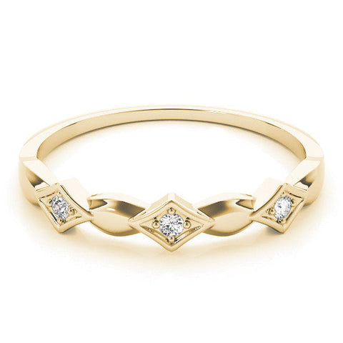 Yellow gold Square Diamond Twist Band with Bezel Setting