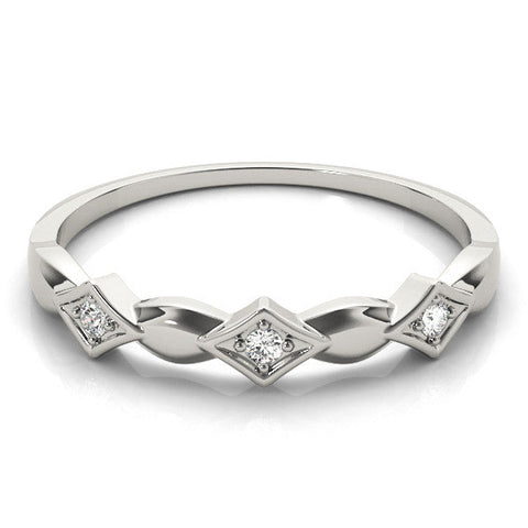 White gold Square Diamond Twist Band with Bezel Setting