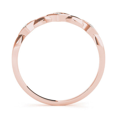 Rose gold Square Diamond Twist Band with Bezel Setting