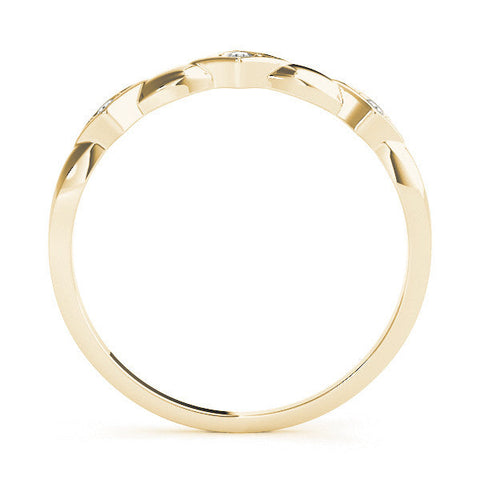 Yellow gold Square Diamond Twist Band with Bezel Setting