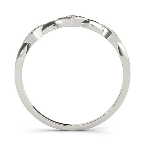 White gold Square Diamond Twist Band with Bezel Setting