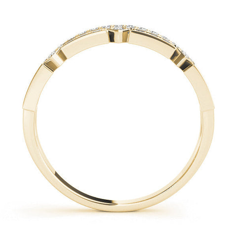 Yellow gold Pavé Round Diamond Channel Set Dual Band with Prong Setting