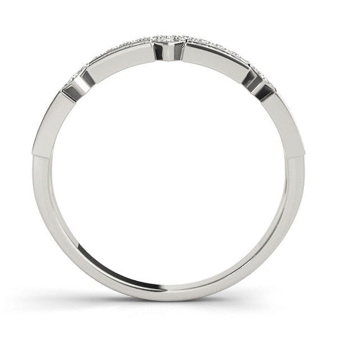 White gold Pavé Round Diamond Channel Set Dual Band with Prong Setting