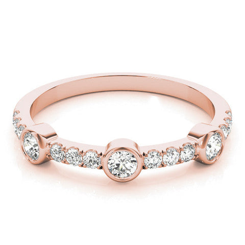 Rose gold Bezel Set Round Diamond Pavé Band