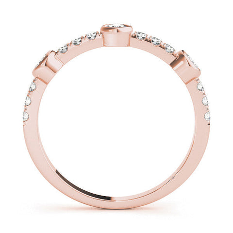 Rose gold Bezel Set Round Diamond Pavé Band