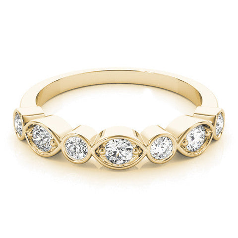 Yellow gold Bezel Set Mixed Shape Diamond Eternity Band