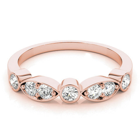 Rose gold Bezel Set Round Diamond Marquise Band