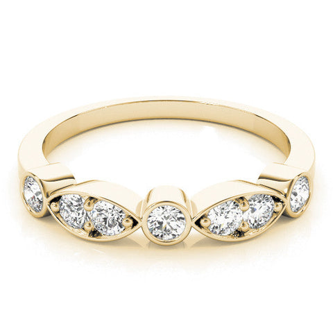 Yellow gold Bezel Set Round Diamond Marquise Band