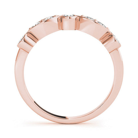 Rose gold Bezel Set Round Diamond Marquise Band