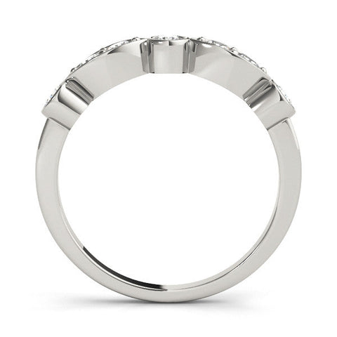 White gold Bezel Set Round Diamond Marquise Band