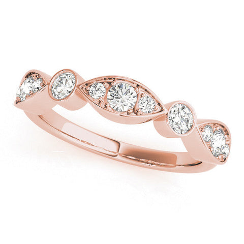 Rose gold Bezel Set Marquise and Round Diamond Contour Band