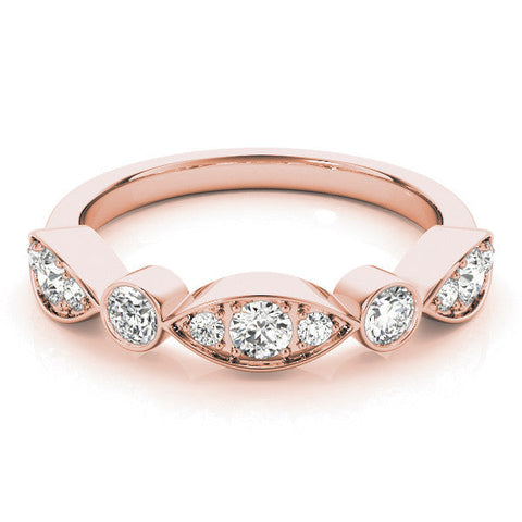Rose gold Bezel Set Marquise and Round Diamond Contour Band