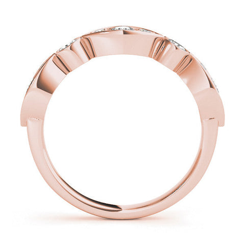 Rose gold Bezel Set Marquise and Round Diamond Contour Band