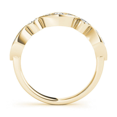 Yellow gold Bezel Set Marquise and Round Diamond Contour Band