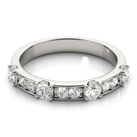 White gold Round Diamond Channel Set Eternity Band with Prong Setting