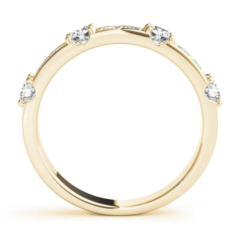 Yellow gold Round Diamond Channel Set Eternity Band with Prong Setting