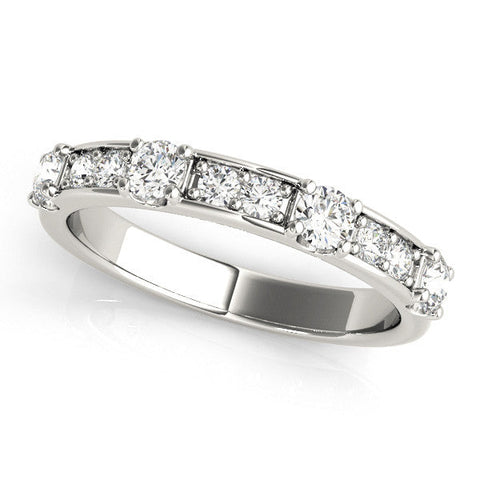White gold Round Diamond Channel Set Eternity Band with Prong Setting