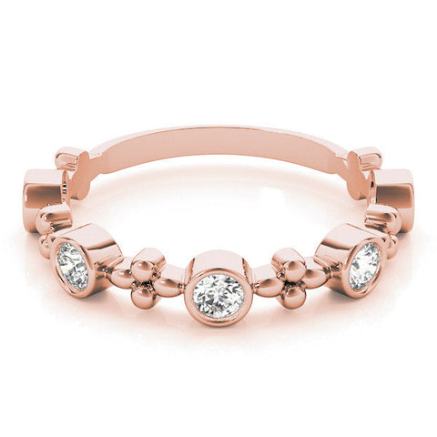 Rose gold Bezel Set Round Diamond Floral Eternity Band
