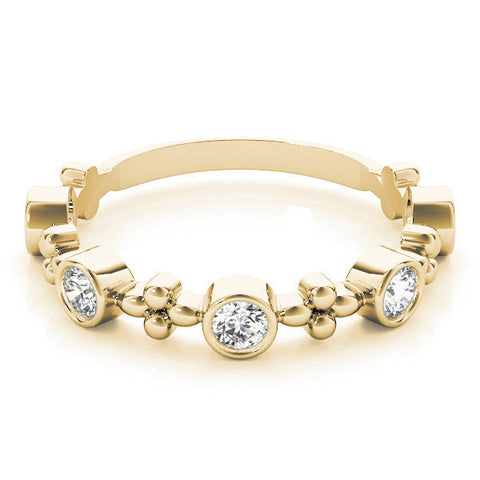 Yellow gold Bezel Set Round Diamond Floral Eternity Band
