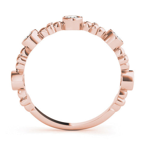Rose gold Bezel Set Round Diamond Floral Eternity Band