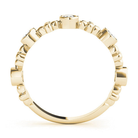 Yellow gold Bezel Set Round Diamond Floral Eternity Band
