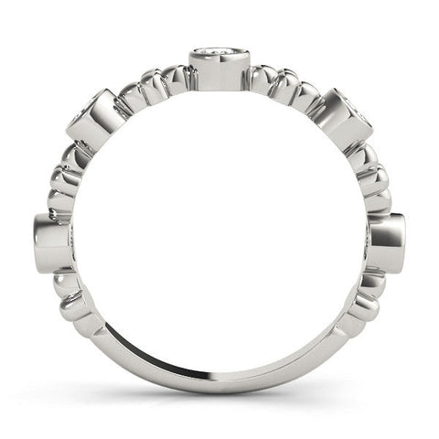 White gold Bezel Set Round Diamond Floral Eternity Band