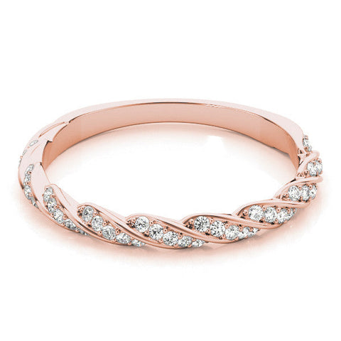 Rose gold Twisted Pave Round Diamond Eternity Band with Shared Prong Setting