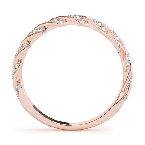Rose gold Twisted Pave Round Diamond Eternity Band with Shared Prong Setting