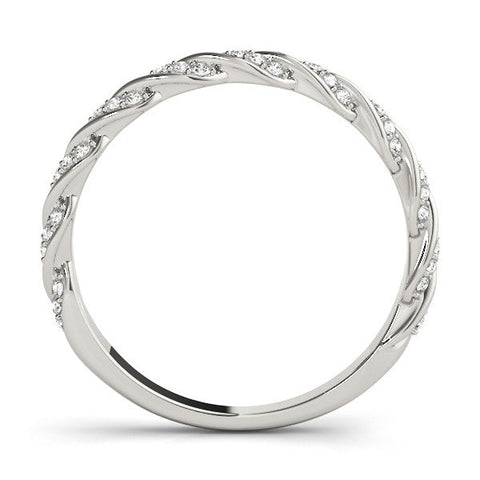 Silver Twisted Pave Round Diamond Eternity Band with Shared Prong Setting