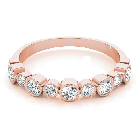 Rose gold Bezel Set Round Diamond Half Eternity Band