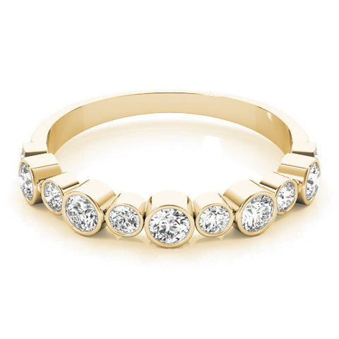 Yellow gold Bezel Set Round Diamond Half Eternity Band