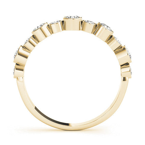 Yellow gold Bezel Set Round Diamond Half Eternity Band