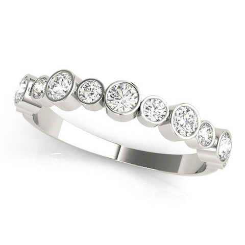 White gold Bezel Set Round Diamond Half Eternity Band