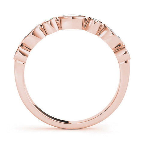 Rose gold Bezel Set Marquise and Round Diamond Stackable Band