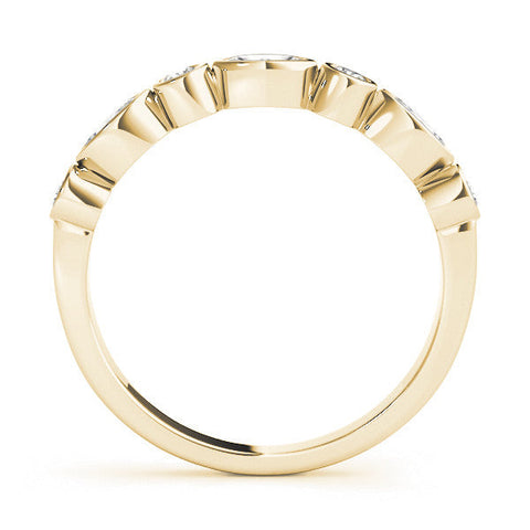 Yellow gold Bezel Set Marquise and Round Diamond Stackable Band