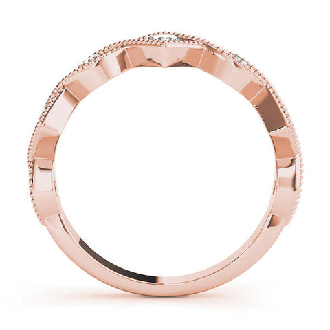 Rose gold Milgrain Diamond Marquise and Square Band with Bezel Setting