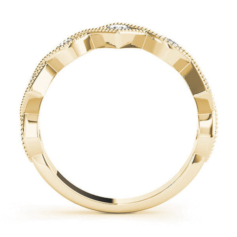 Yellow gold Milgrain Diamond Marquise and Square Band with Bezel Setting