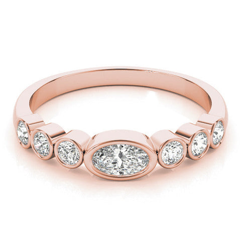 Rose gold Bezel Set Oval Diamond Half Eternity Band