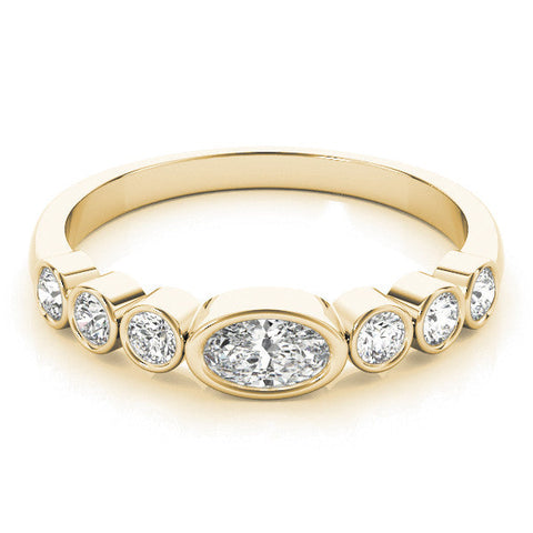 Yellow gold Bezel Set Oval Diamond Half Eternity Band