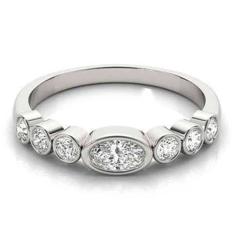 White gold Bezel Set Oval Diamond Half Eternity Band