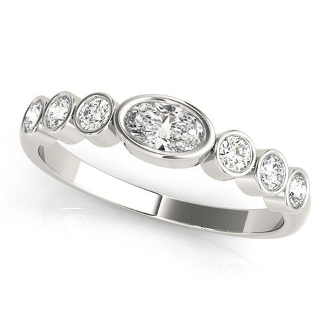 White gold Bezel Set Oval Diamond Half Eternity Band