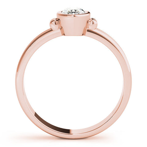 Rose gold Oval Bezel Solitaire Ring with Split Shank Band