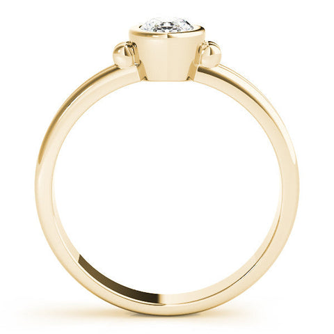 Yellow gold Oval Bezel Solitaire Ring with Split Shank Band