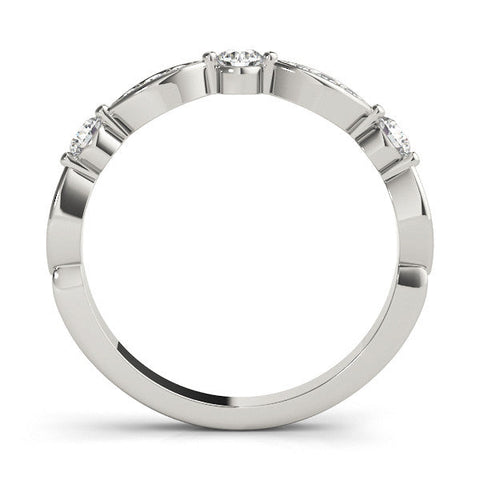 White gold Marquise and Round Diamond Milgrain Band with Bezel Setting