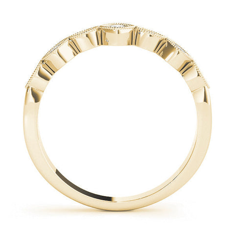 Yellow gold Milgrain Bezel Set Round and Marquise Diamond Half Eternity Band