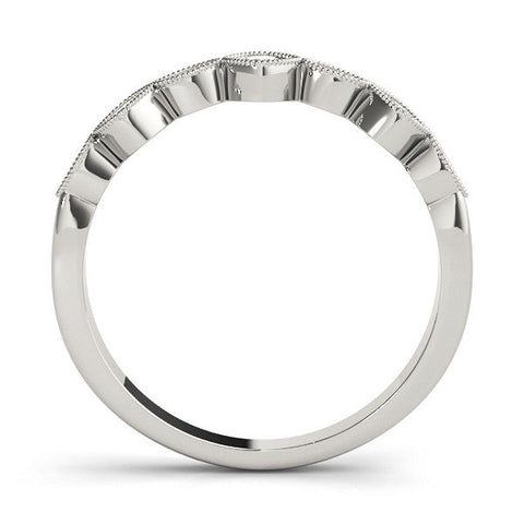 White gold Milgrain Bezel Set Round and Marquise Diamond Half Eternity Band