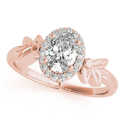 Rose gold Cushion Halo Diamond Floral Band with Four-Prong Setting
