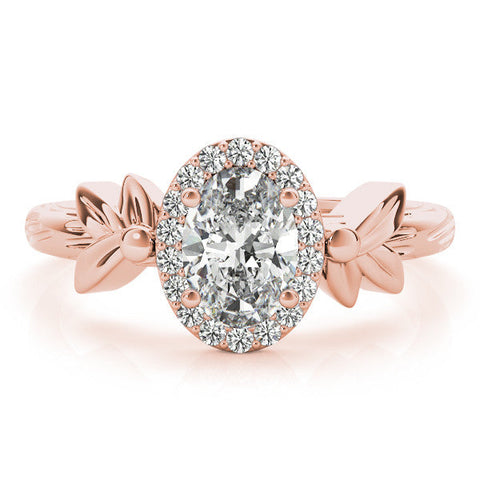 Rose gold Cushion Halo Diamond Floral Band with Four-Prong Setting
