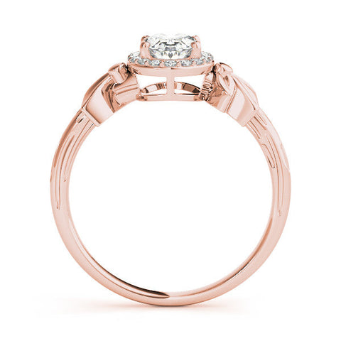 Rose gold Cushion Halo Diamond Floral Band with Four-Prong Setting