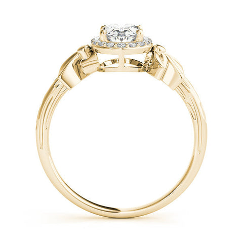Yellow gold Cushion Halo Diamond Floral Band with Four-Prong Setting